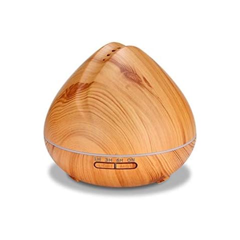 Remote Control Essential Oil Diffuser, 600ml Ultrasonic 5-in-1 Aromatherapy Fragrant Oil Vaporizer Humidifier, with Wood Grain 7 Color Changing LED Lights,Light Wood Cover