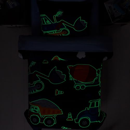 Image of Twin Comforter Set for Boys-5 Pieces Truck Glow in the Dark Bedding Set | Soft Bed in A Bag Twin with Sheet, Pillowcases & Shams