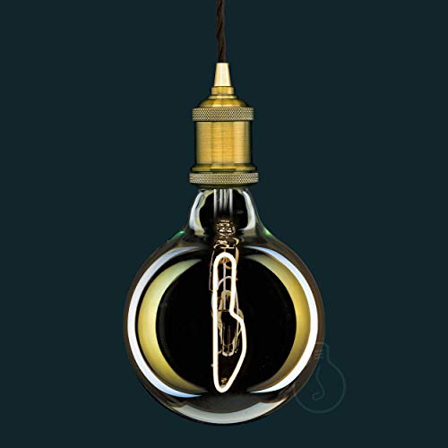 Amarcords - Lampadina Led Dimmerabile, Filamento Coltello, Luce Calda 2700K, Vetro Ambrato Tipo Globo, E27, 4W