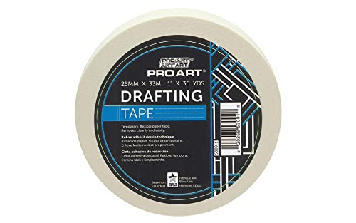 PRO ART Low Tack Drafting Tape, 1-inch x 36-Yard Roll, Natural