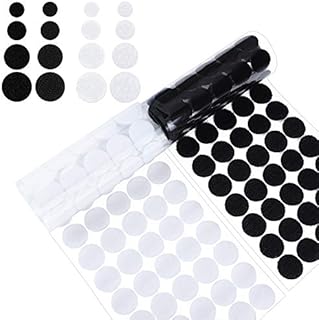 ELCOHO 800 Pieces Self Adhesive Dots Hook and Loop 400 Pairs 10 mm and 20 mm Nylon Double Sided Dots Tapes Back Sticky Coins Tapes