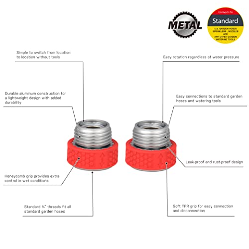 Eden 92285 Metal Heavy Duty Kink Free Garden Hose Connector 2 Pc Set, Red And Sliver #TOP1