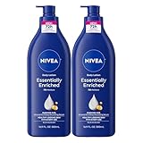 NIVEA Essentially Enriched Body Lotion for Very Dry Skin with Hyaluronic Acid, Almond Oil and Deep Nourishing Serum, 72-Hour Body Moisturizer, 16.9 Fl Oz Pump Bottle, Pack of 2