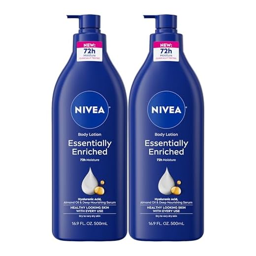 NIVEA Essentially Enriched Body Lotion for Dry Skin, Pack of 2, 16.9 Fl Oz Pump Bottles