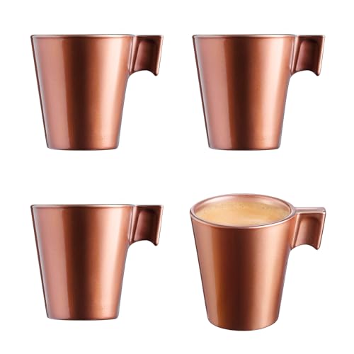 PracticDomus Set di 4 tazze da caffè espresso da 8 cl realizzate in vetro temperato extra resistente di taglio a caldo (Latte)