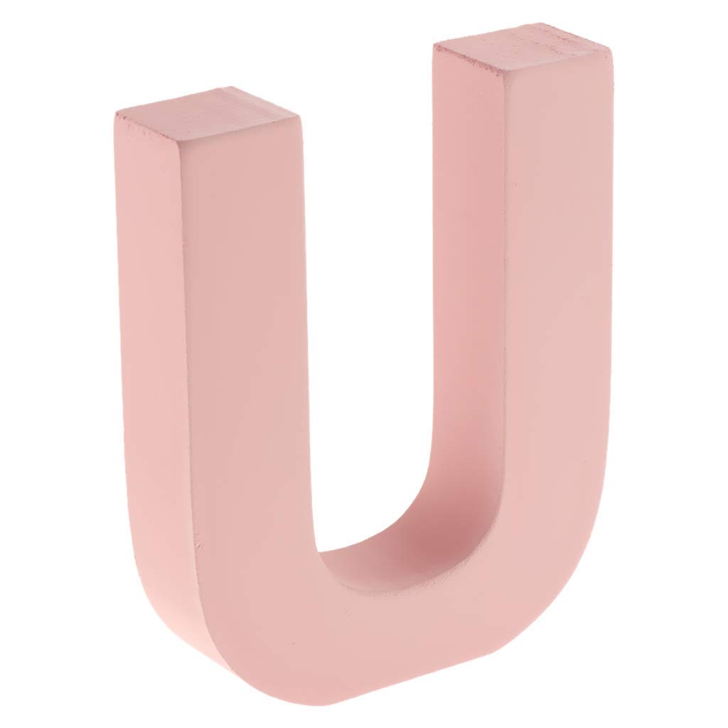Unbekannt Wooden 26 Alphabet Letters Marquee Letters Wall Door Hanging Sign A-Z for Kids Room Nursery Room Decorations Pink (U)