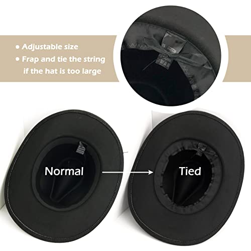 Lisianthus Men & Women's Felt Wide Brim Western Cowboy Hat Black #TOP5