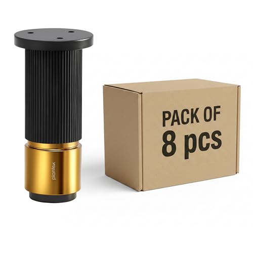 Image of Plantex 4 Inch Sofa Leg for Bed Furniture /Aluminium Sofa Leg for Table /Support Legs /Furniture Leg - Pair of 4 (8 Piece) (DTS-77, Black & Gold)