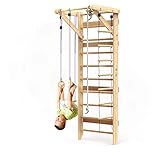 Wooden Swedish Ladder Wall Set – Kids Stall Bars for Exercise – Kids Swedish Gymnastic Wall Gym...