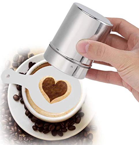 Trusted Buddy Coffee Art Pen with 16 pcs Cappuccino Templates and Stainless Steel Mesh Shaker with Lid