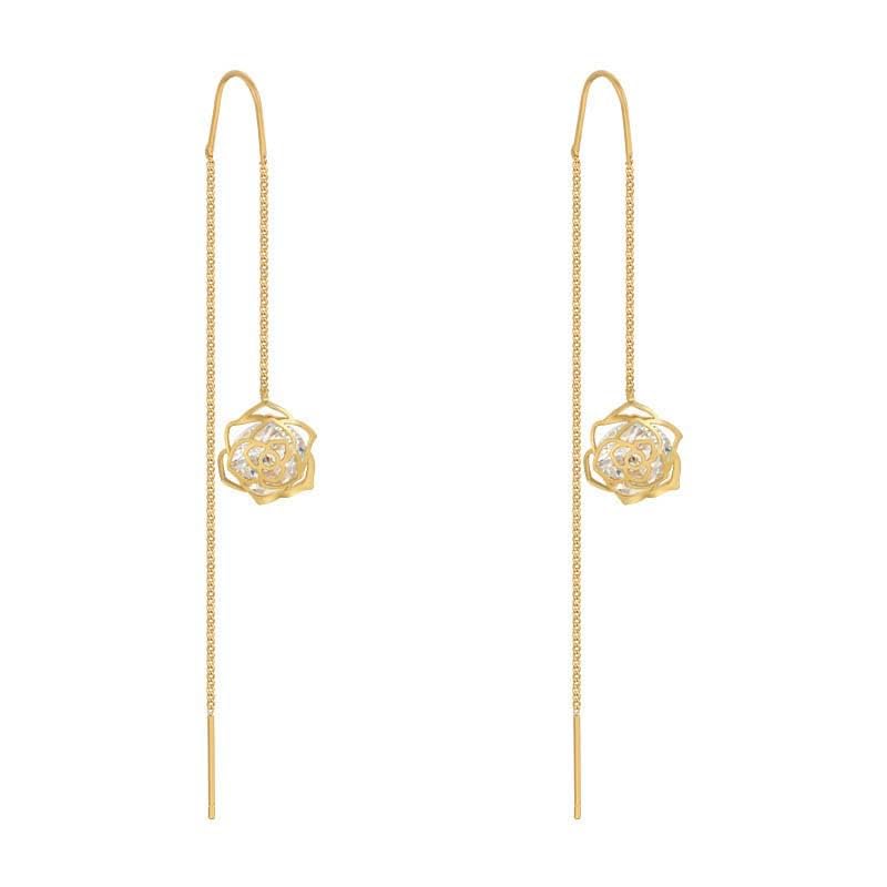 El Regalo 925 Silver Plated Flower Threader Earrings- Needle Threader Long Tassel Earrings for Girls & Women (Rose Crystal Threader) (B0D5VK9P7H) Amazon Price History, Amazon Price Tracker