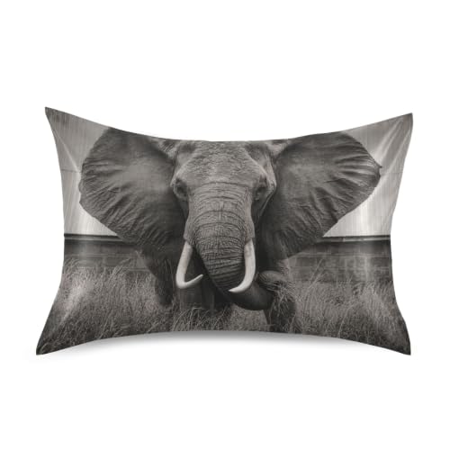 Blueangle Elephant Satin Pillowcase for Hair and Skin Silk Pillowcase, Queen Size(20x30 inches) - Satin Pillow Covers with Envelope Closure