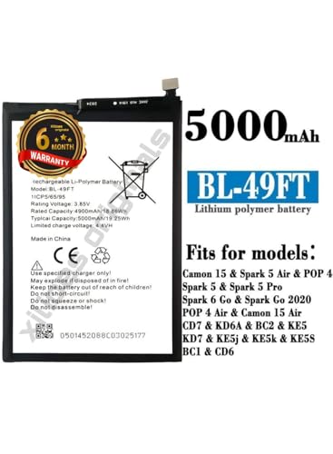 Image of BL-49FT Battery for Tecno Spark Go 2020 /Spark 5 / Camon 15 / Tecno Pop 4 / KE5 / CD7 /BC2c Battery with 6 Month Warranty** (V171)