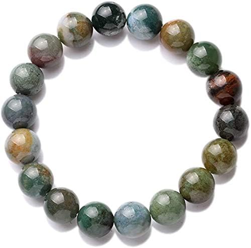 AD Beads Natural Gemstone Round Beads Stretch Bracelet Healing Reiki 10mm (Indian Agate)
