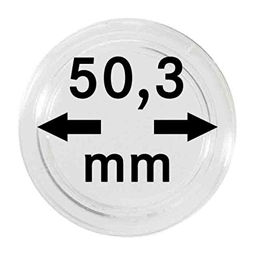 Cápsulas para monedas Lindner de 50.30 mm resistencia y claridad premium en pack de 10