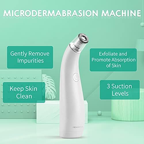 NEWDERMO 2-in-1 Microdermabrasion Machine Facial Diamond Pore Suction Machine Blackhead Remover Vacuum Salon-level Dermabrasion At Home Beauty Device USB Rechargeable with 5 Replaceable Heads