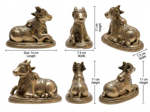Image of Brass Nandi Bull Idol, Vastu Remedy for Stability & Devotion (11 cm, 900 g)