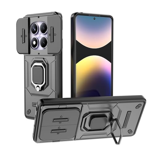 WRTBS Phone Case for Xiaomi Poco X7 5G Case Built Slide Camera Protection Cover,Military Heavy Duty Full Body Protective Phone Case - Black