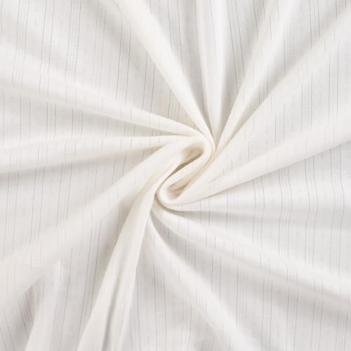 Tissu Jersey Coton ajouré uni Lio Blanc cassé - Par 50 cm