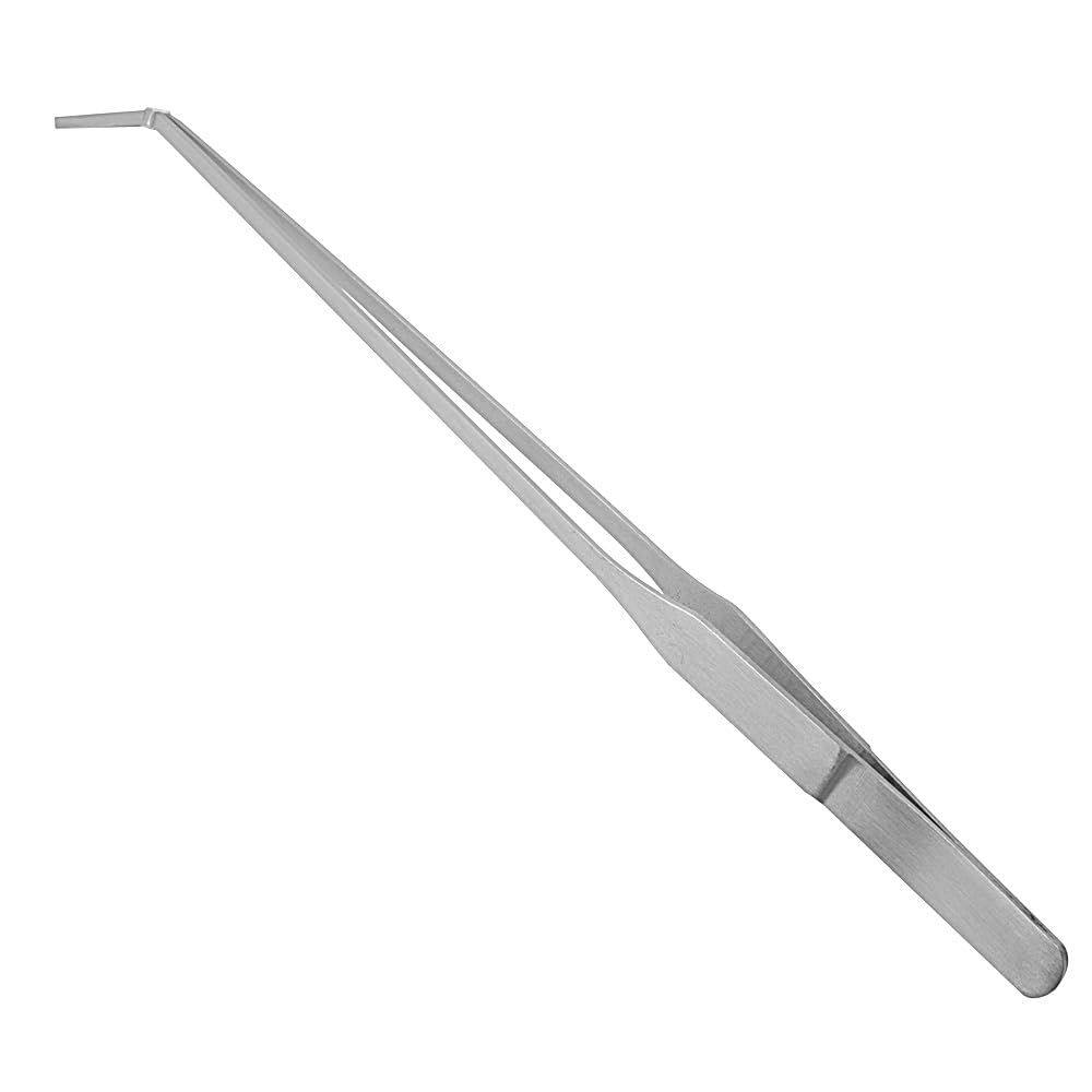 K2aqua Silver Stainless Steel Curved Aquarium Tweezers 27 Cm Fish Tank Plant Tweezer Long Tongs For Aquatic Plants Reptiles Feeding