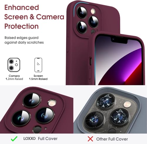 Image of DIZORO Square Candy Case Compatible for iPhone 13 Pro Max Shockproof Slim Back Cover Liquid Silicone Case with Camera Protection (Wine Red)