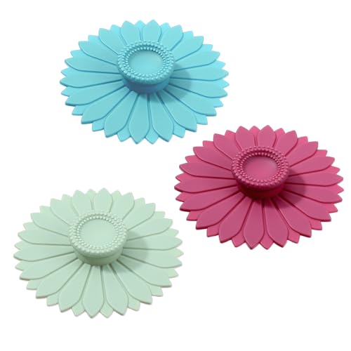 Mabor Lot de 3 couvercles en silicone pour tasses à thé, réutilisables, colorés, résistants à la poussière, de qualité alimentaire, pour tasses, tasses...