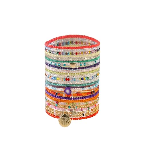 Image of Beaded Anklets for Women Handmade Boho Beaded Ankle Bracelets Colorful Beads Foot Anklets for Women