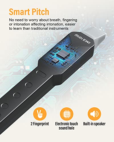 Konix Dc02 Digital Wind Instrument, Mini Electronic Wind Instrument Set With Removable Nozzle And Rechargeable Battery, Built-In 10 Musical Instrument Tones, Black #TOP7