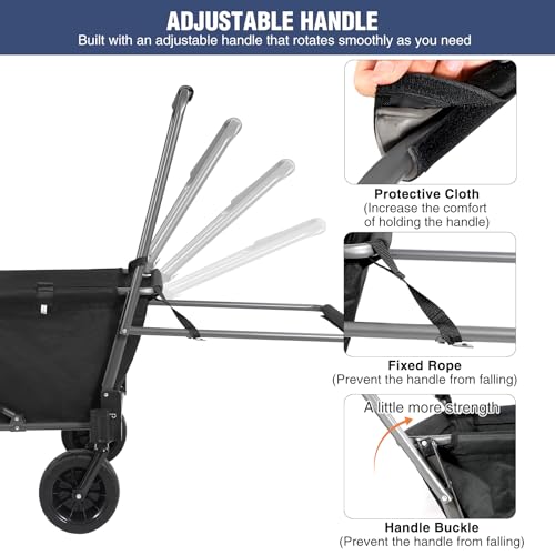 REDcamp Faltbarer Hundewagen mit ausziehbarem Hinterende, sehr robust, 134 Liter, Campingwagen mit Rädern für Sport und Shopping