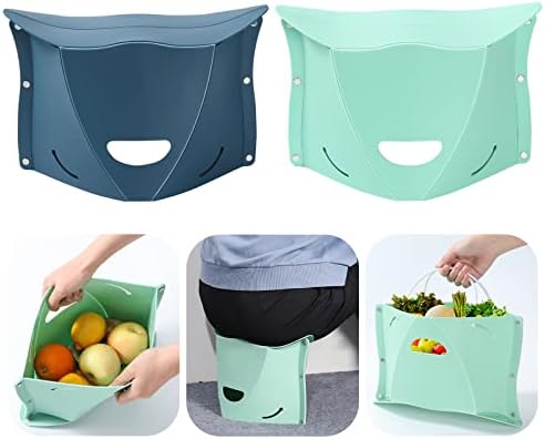 Restaswork 2Pcs Foldable Multifunctional Camping Stool Portable Plastic Stool Lightweight Folding Stool Suitable for Camping Hiking Outdoor Fishing and Home Party Use Or for Storing Some Small Items