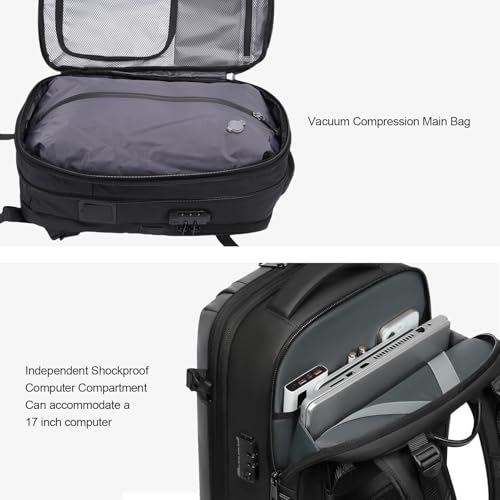 Sac à dos sous vide 60L extensible bagage cabine avion imperméable gris
