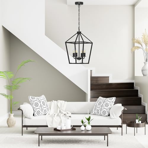 Sunwish NO Farmhouse Chandelier 4-Light, Black Industrial Lantern Ceiling Light Fixtures thumb #5