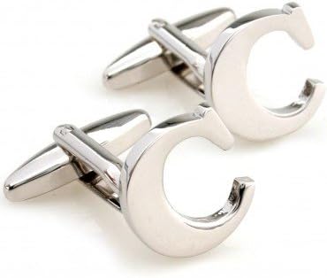 Mens Initial Alphabet Letter A to Z Silver White Steel Wedding Formal Business Cufflinks Gift Present