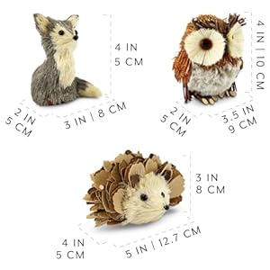 Auldhome design woodland friends figurines set of 3 foxowlhedgehog forest animals decor for fall christmas winter and themed decor or parties  urban country home decor