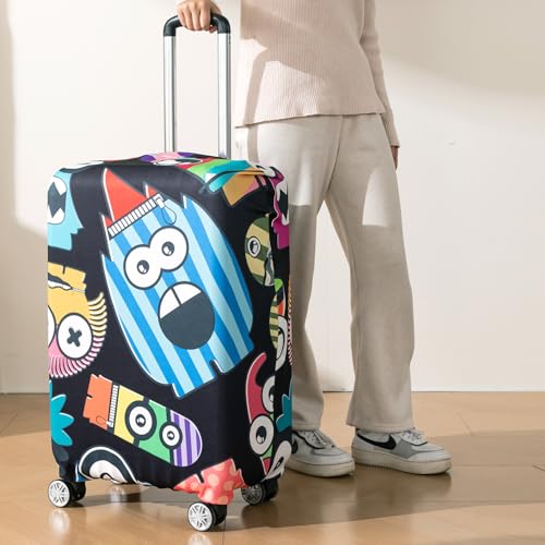 Image of HOKIPO Suitcase Covers for Trolley Suitcase, 220gsm Durable and Washable, Large (26-27inch) - Funny Monsters (AR-6345-D9)