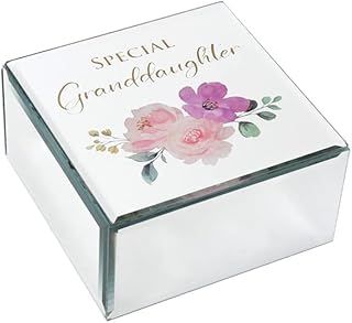 Granddaughter Jewellery Box, Mirrored Glass Jewellery Box, Keepsake Trinket Box, Present for Granddaughter for Birthday, Christmas. A Beautiful Thoughtful Gift for a Special Granddaughter