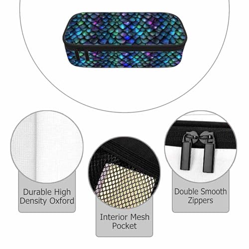 Image of Dragon Scales Pencil Case Sparkling Glittering Skin Sequins Pencil Bag Pouch Box Organizer for College School Students Boy Girl