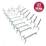 Material: verchromtes Metall 20 teiliges Set Lochwandhaken für eine Werkzeugwand mit Eurolochung