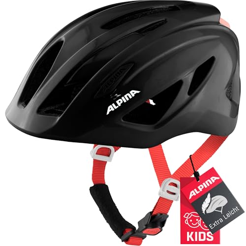 Alpina PICO - Leichter, Optimal Klimatisierter & Bruchfester Fahrradhelm mit Fliegennetz Für Kinder, optional mit Licht, Black Gloss, 50-55 cm