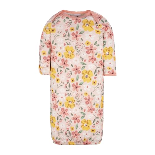Image of Gerber Baby Girls 4-Pack Sleeper Gown - Soft Cotton Newborn Nightgowns, Elastic Hem Sleepwear Set for Infant Girls