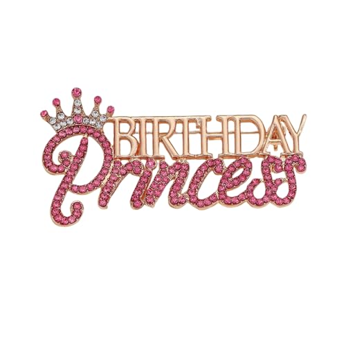 Image of Dainty Birthday Princess Brooch Lapel Pins for Women Girls Pink Rhinestone Crown Brooches Pin for Birthday Party Decorations Suit Dress Ceremony Clothes Accessories Fashion Jewelry Gifts Bff