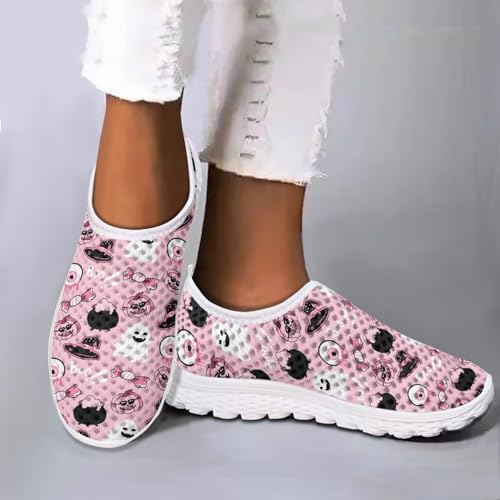 FOR U DESIGNS Womens Walking Tennis Shoes Slip on Sneakers Non Slip Athletic Shoes Halloween Sneaker Mesh Breathable3