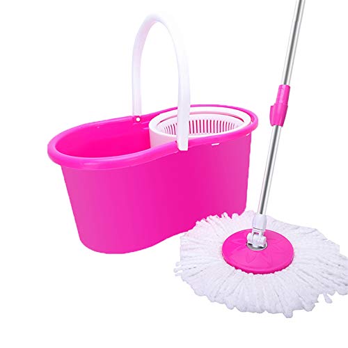 360-Degree Spin Mop And Bucket Set With 2 Microfiber Mop Pads Self,Mop Floor Cleaning System With Wringer For Floor Cleaning (Pink) #TOP3