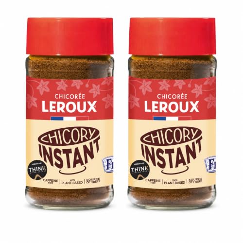 Leroux Instant Chicory Coffee – 100% Roasted Chicory from France, Caffeine Free Coffee Substitute, Pure French Chicory Powder, Produced for Think Distributors, 7 oz (Pack of 2)