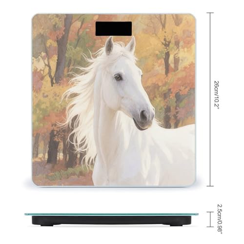 Báscula Digital de Baño Horse Blanco Acuarela LCD 400 Lb miniatura 2
