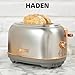 HADEN Heritage 12 Cup Programmable Retro Coffee Maker Machine Bundled with 2 Slice Wide Slot Toaster with Removable Crumb Tray, Steel/Copper
