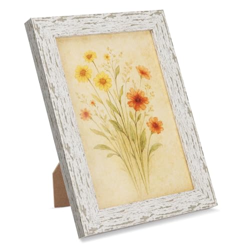 puthiac 5x7 Rustic Picture Frame, Farmhouse Distressed Wood Photo Frame,