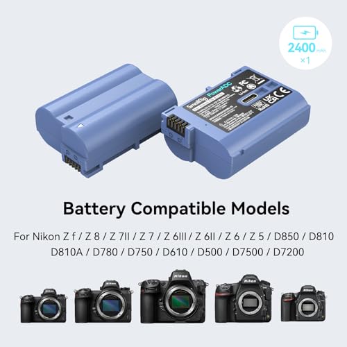 Image of SMALLRIG EN-EL15C USB-C Camera Battery for Nikon, 2400mAh 2.5H Fast Charge | for Nikon ZR, Z6 III, Zf, Z8, Z7, Z7 II, Z6 II, Z5, D850, D810, D810A, D780, D750, D610, D500