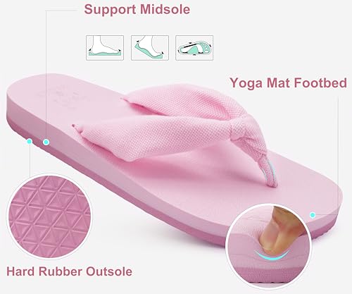 Image of KuaiLu Flip Flops for Women with Arch Support Summer Beach Thong Sandals | Comfortable Yoga Mat Walking Shoes Cushion Slip On Casual Outfits Indoor Outdoor