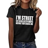 T Shirts for Women Womens Solid Color Large Loose Round Neck Funny Printed Short Sleeved T Shirt Shi